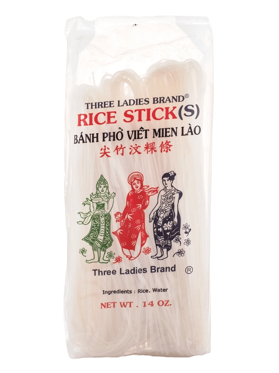 Three Ladies Rice Stick Bánh Phở Việt Miên Lào 14 oz - Green Mekong Lotus Co.