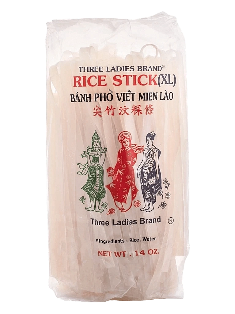 Three Ladies Rice Stick Bánh Phở Việt Miên Lào 14 oz - Green Mekong Lotus Co.