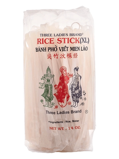 Three Ladies Rice Stick Bánh Phở Việt Miên Lào 14 oz - Green Mekong Lotus Co.